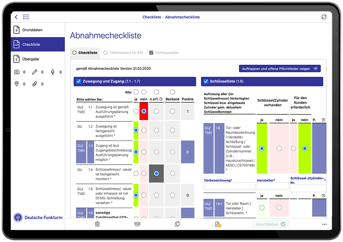 Mobile Formulare bei DFMG Deutsche Funkturm