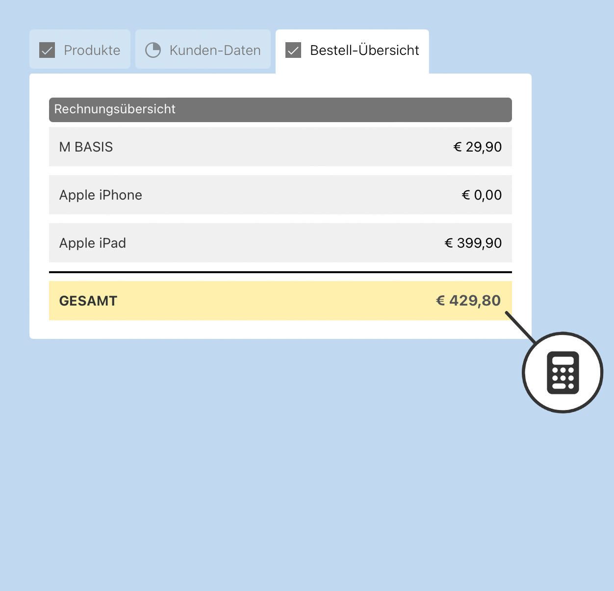 HybridForms App: Usaability - Automatische Berechnungen