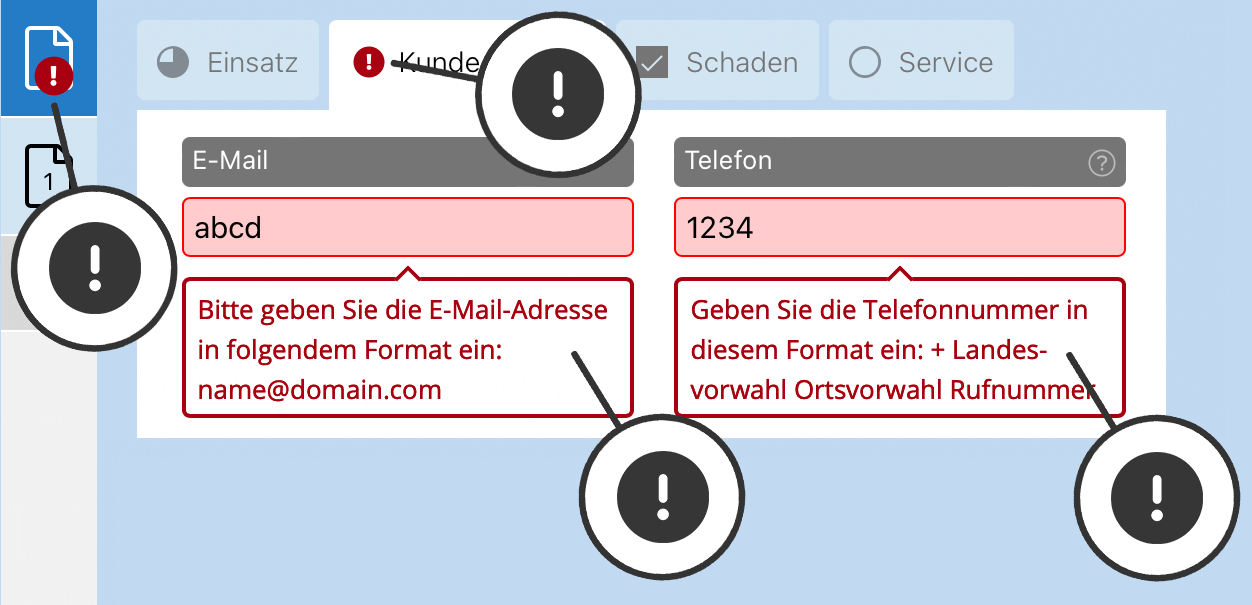 HybridForms App: Usability – Fehlermeldungen HybridForms App: Usability - Fehlermeldungen