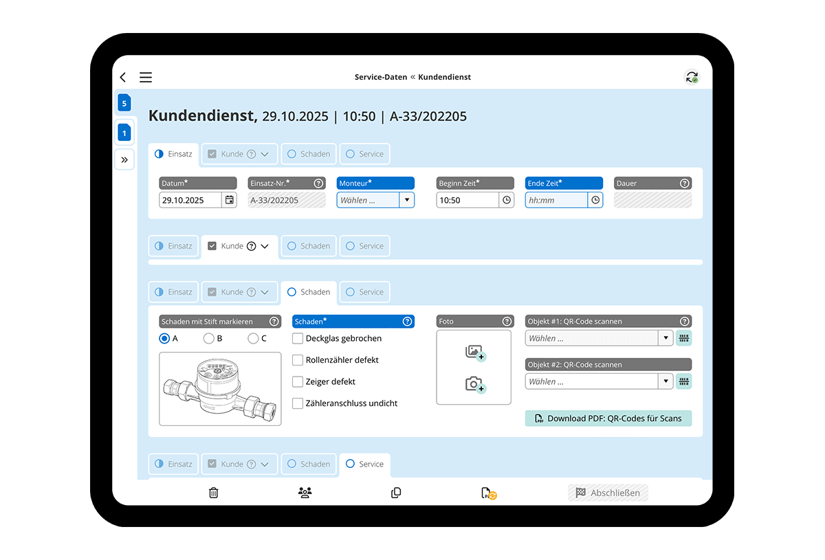 HybridForms: Demo-Formular Kundendienst / Repair