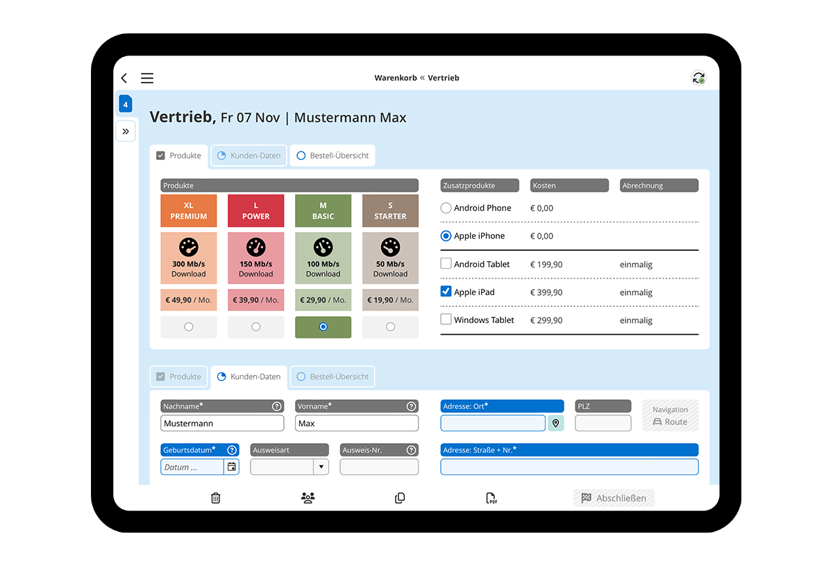 HybridForms: Demo-Formular Vertrieb / Sales