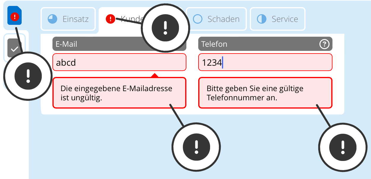 HybridForms App: Usability – Fehlermeldungen HybridForms App: Usability - Fehlermeldungen