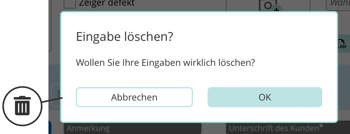Löschen der Unterschrift in der HybridForms App