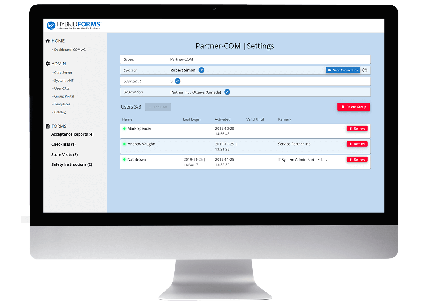 Group portal for the secure integration of external partners