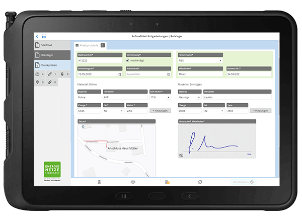 Energie Steiermark: Measurement sheet for natural gas pipelines