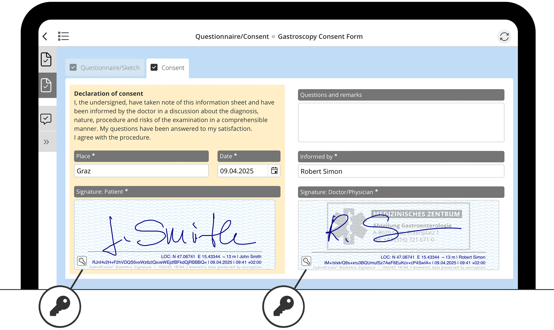 HybridForms: Biometric signature with meta data